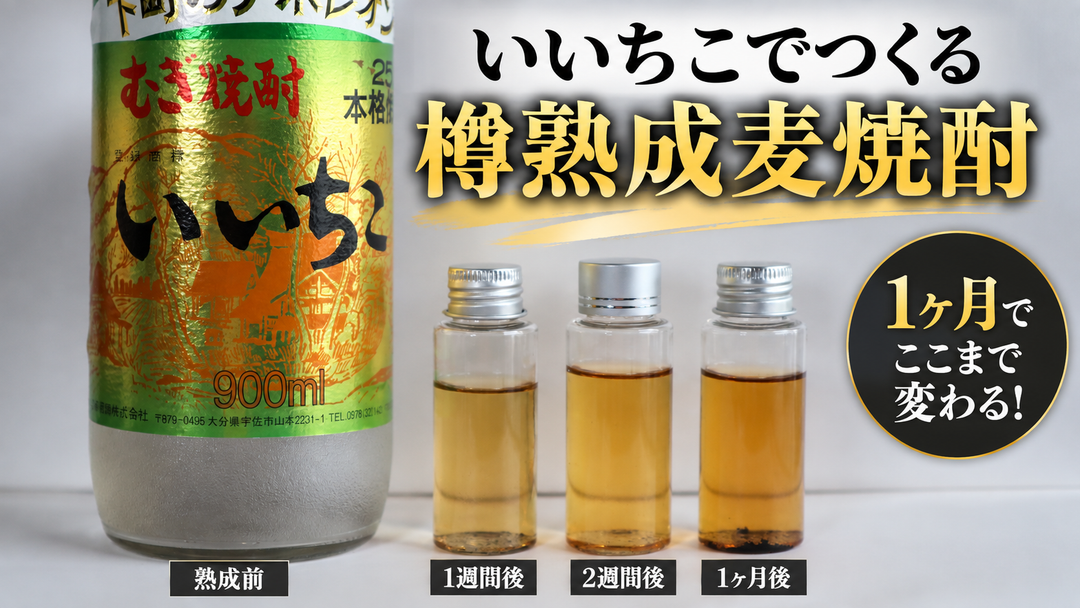 いいちこをミニ樽で1ヶ月熟成したらどう変わる？「樽熟成麦焼酎」を作ってみた